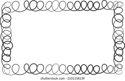 Curly text border. Empty frame in scribble freehand style