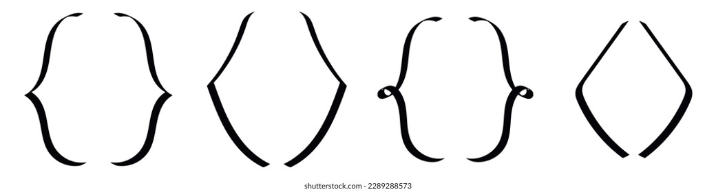 Curly Text Klammer Symbol.Elegante Klammer. Kalligrafie-Symbol für Elemente. Vektorgrafik einzeln