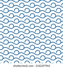 Curly water waves pattern. Seamless line ornament