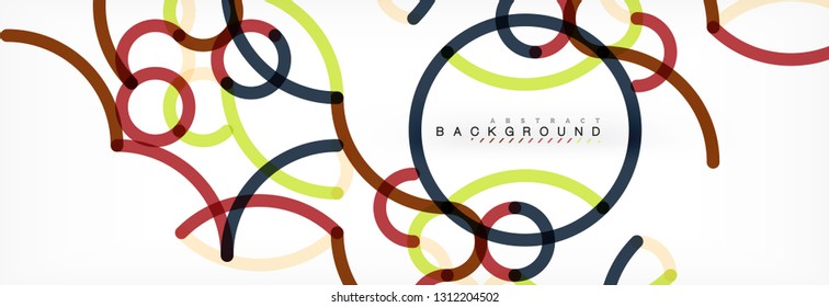 Curly wave lines abstract background design, transparent color lines on gray, vector illustration