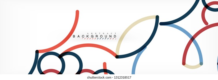 Curly wave lines abstract background design, transparent color lines on gray, vector illustration