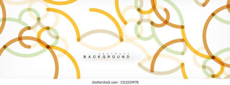 Curly wave lines abstract background design, transparent color lines on gray, vector illustration