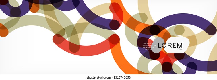 Curly wave lines abstract background design, transparent color lines on gray, vector illustration