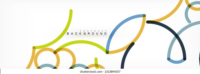 Curly wave lines abstract background design, transparent color lines on gray, vector illustration