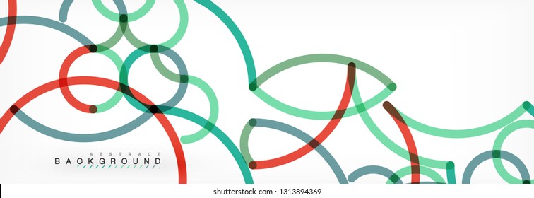 Curly wave lines abstract background design, transparent color lines on gray, vector illustration