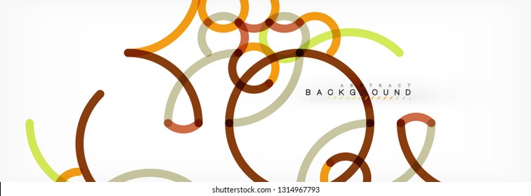 Curly wave lines abstract background design, transparent color lines on gray, vector illustration