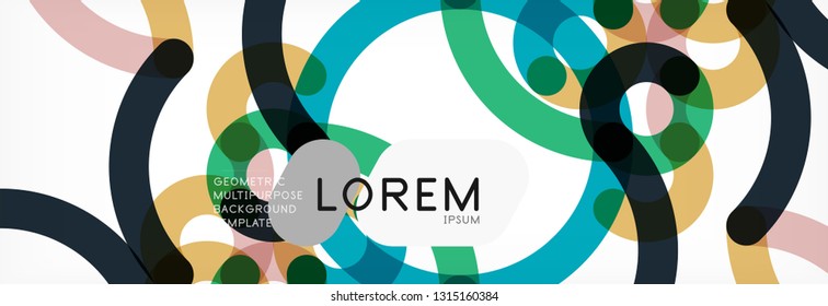 Curly wave lines abstract background design, transparent color lines on gray, vector illustration