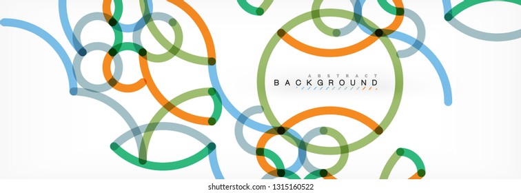 Curly wave lines abstract background design, transparent color lines on gray, vector illustration