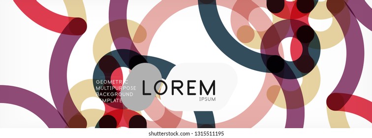 Curly wave lines abstract background design, transparent color lines on gray, vector illustration