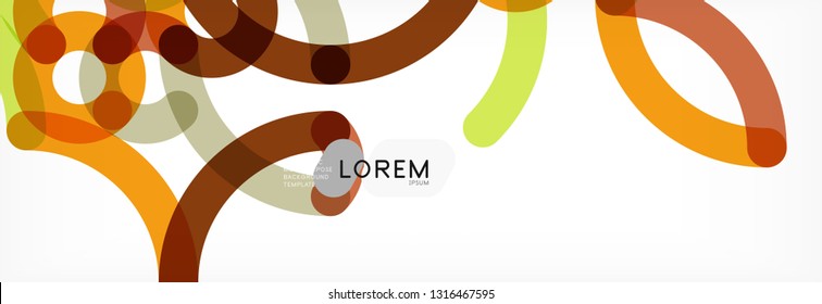 Curly wave lines abstract background design, transparent color lines on gray, vector illustration