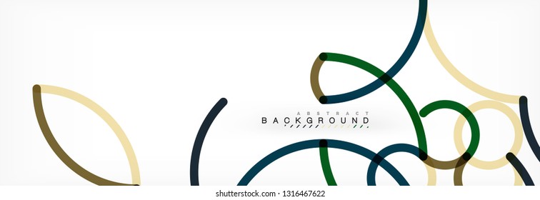 Curly wave lines abstract background design, transparent color lines on gray, vector illustration