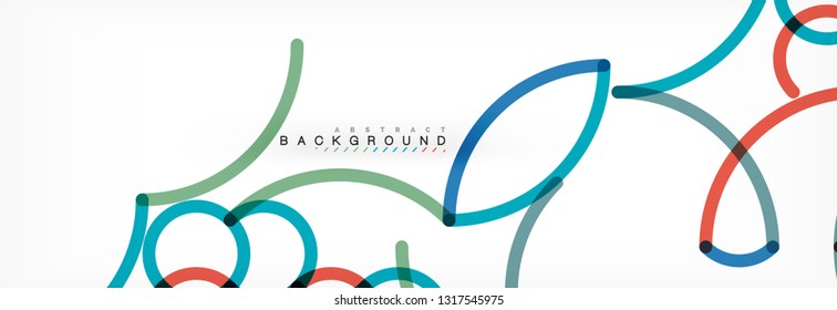 Curly wave lines abstract background design, transparent color lines on gray, vector illustration