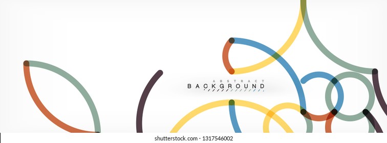 Curly wave lines abstract background design, transparent color lines on gray, vector illustration