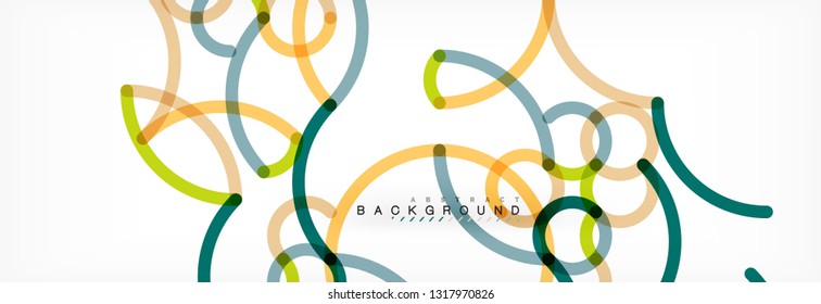 Curly wave lines abstract background design, transparent color lines on gray, vector illustration