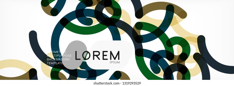 Curly wave lines abstract background design, transparent color lines on gray, vector illustration