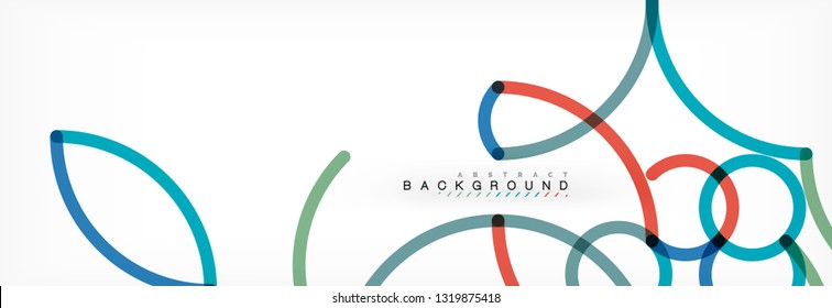 Curly wave lines abstract background design, transparent color lines on gray, vector illustration