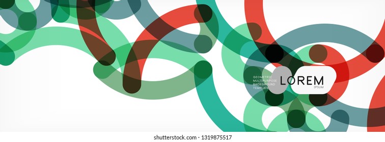 Curly wave lines abstract background design, transparent color lines on gray, vector illustration