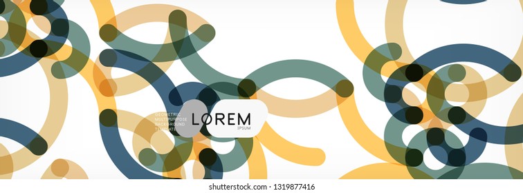 Curly wave lines abstract background design, transparent color lines on gray, vector illustration