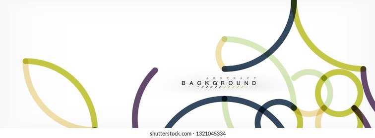 Curly wave lines abstract background design, transparent color lines on gray, vector illustration