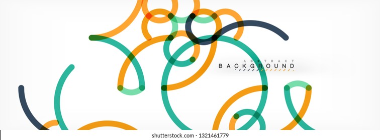 Curly wave lines abstract background design, transparent color lines on gray, vector illustration