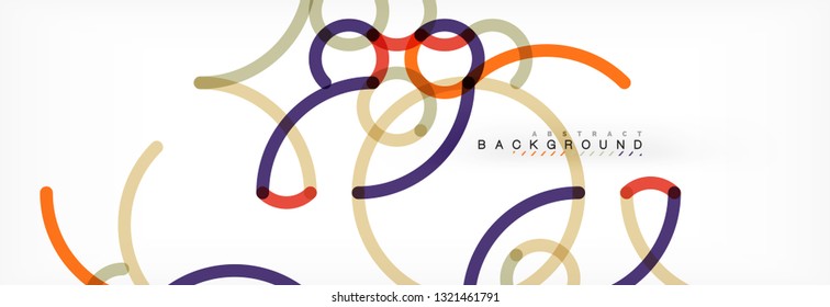 Curly wave lines abstract background design, transparent color lines on gray, vector illustration