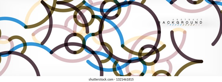 Curly wave lines abstract background design, transparent color lines on gray, vector illustration
