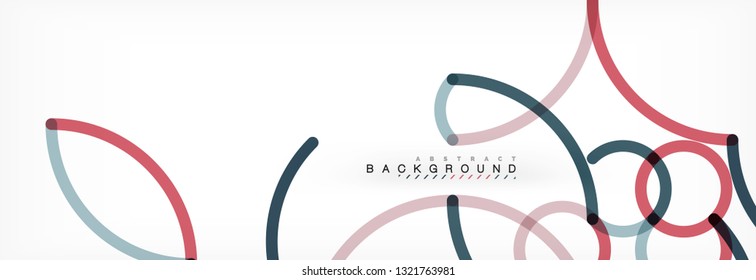 Curly wave lines abstract background design, transparent color lines on gray, vector illustration