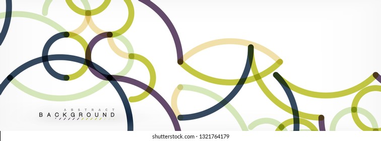 Curly wave lines abstract background design, transparent color lines on gray, vector illustration