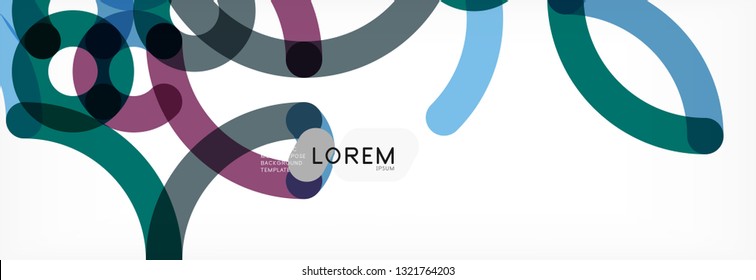 Curly wave lines abstract background design, transparent color lines on gray, vector illustration