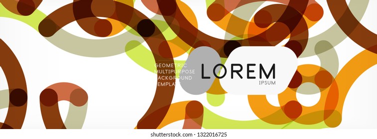 Curly wave lines abstract background design, transparent color lines on gray, vector illustration