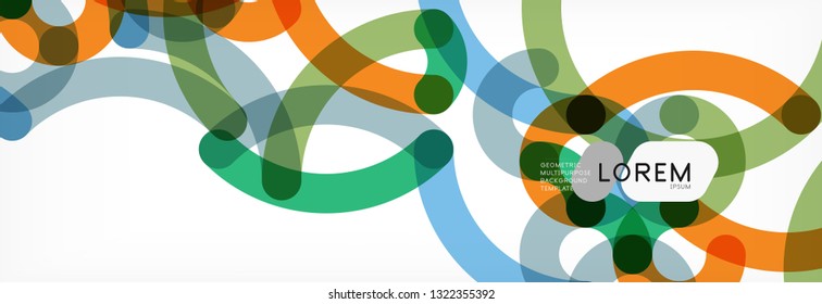 Curly wave lines abstract background design, transparent color lines on gray, vector illustration