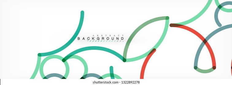 Curly wave lines abstract background design, transparent color lines on gray, vector illustration