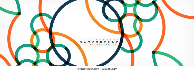 Curly wave lines abstract background design, transparent color lines on gray, vector illustration