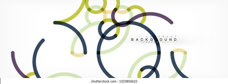 Curly wave lines abstract background design, transparent color lines on gray, vector illustration
