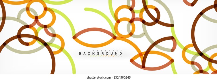 Curly wave lines abstract background design, transparent color lines on gray, vector illustration