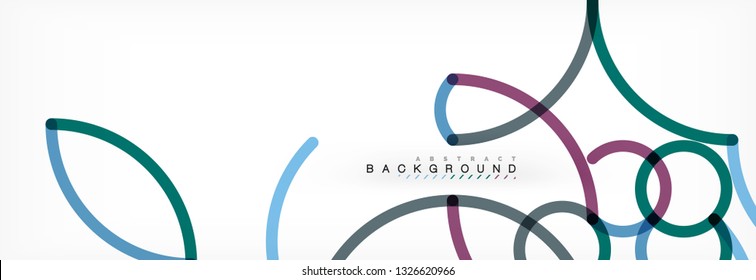 Curly wave lines abstract background design, transparent color lines on gray, vector illustration