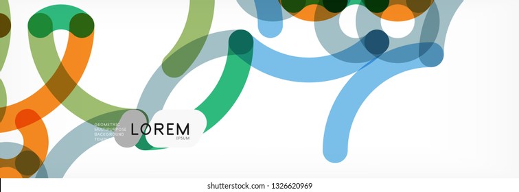 Curly wave lines abstract background design, transparent color lines on gray, vector illustration