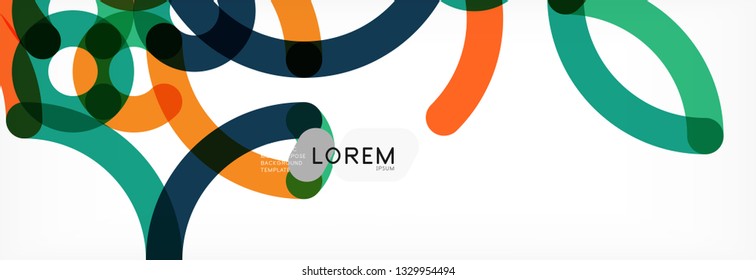 Curly wave lines abstract background design, transparent color lines on gray, vector illustration