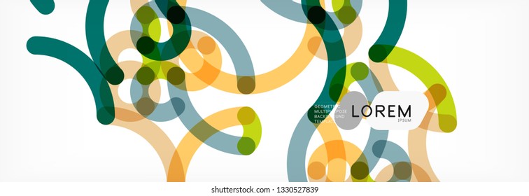 Curly wave lines abstract background design, transparent color lines on gray, vector illustration