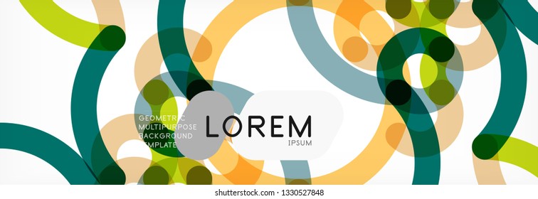 Curly wave lines abstract background design, transparent color lines on gray, vector illustration