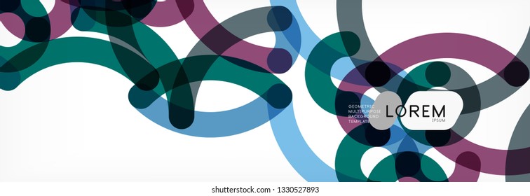 Curly wave lines abstract background design, transparent color lines on gray, vector illustration