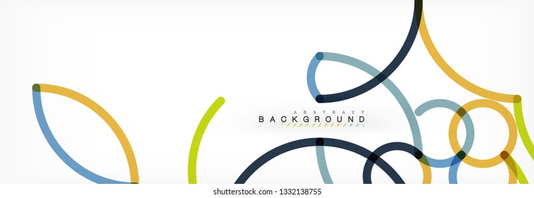 Curly wave lines abstract background design, transparent color lines on gray, vector illustration