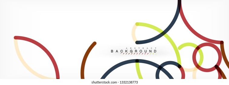 Curly wave lines abstract background design, transparent color lines on gray, vector illustration
