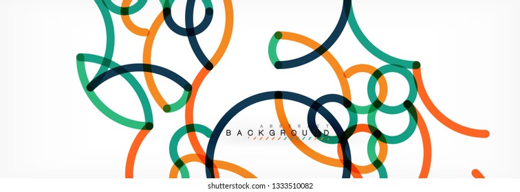 Curly wave lines abstract background design, transparent color lines on gray, vector illustration