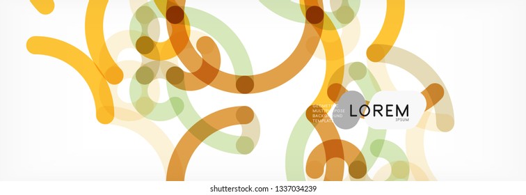 Curly wave lines abstract background design, transparent color lines on gray, vector illustration