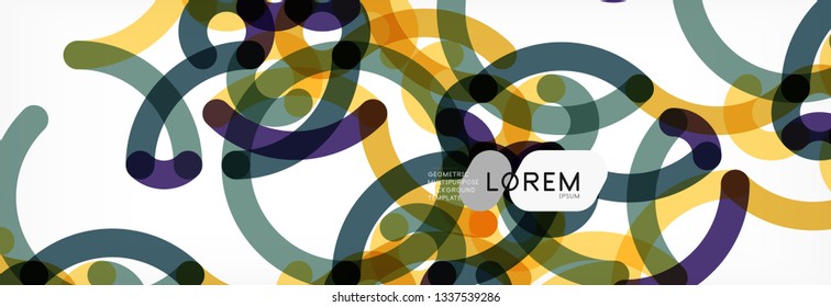 Kurze Wellenlinien abstraktes Hintergrunddesign, transparente Farblinien auf Grau, Vektorgrafik