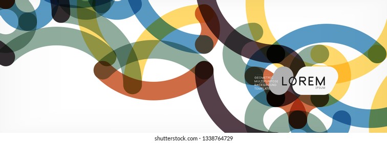 Curly wave lines abstract background design, transparent color lines on gray, vector illustration