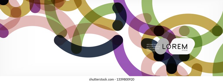 Curly wave lines abstract background design, transparent color lines on gray, vector illustration