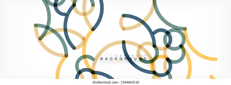 Curly wave lines abstract background design, transparent color lines on gray, vector illustration