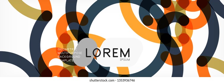 Curly wave lines abstract background design, transparent color lines on gray, vector illustration